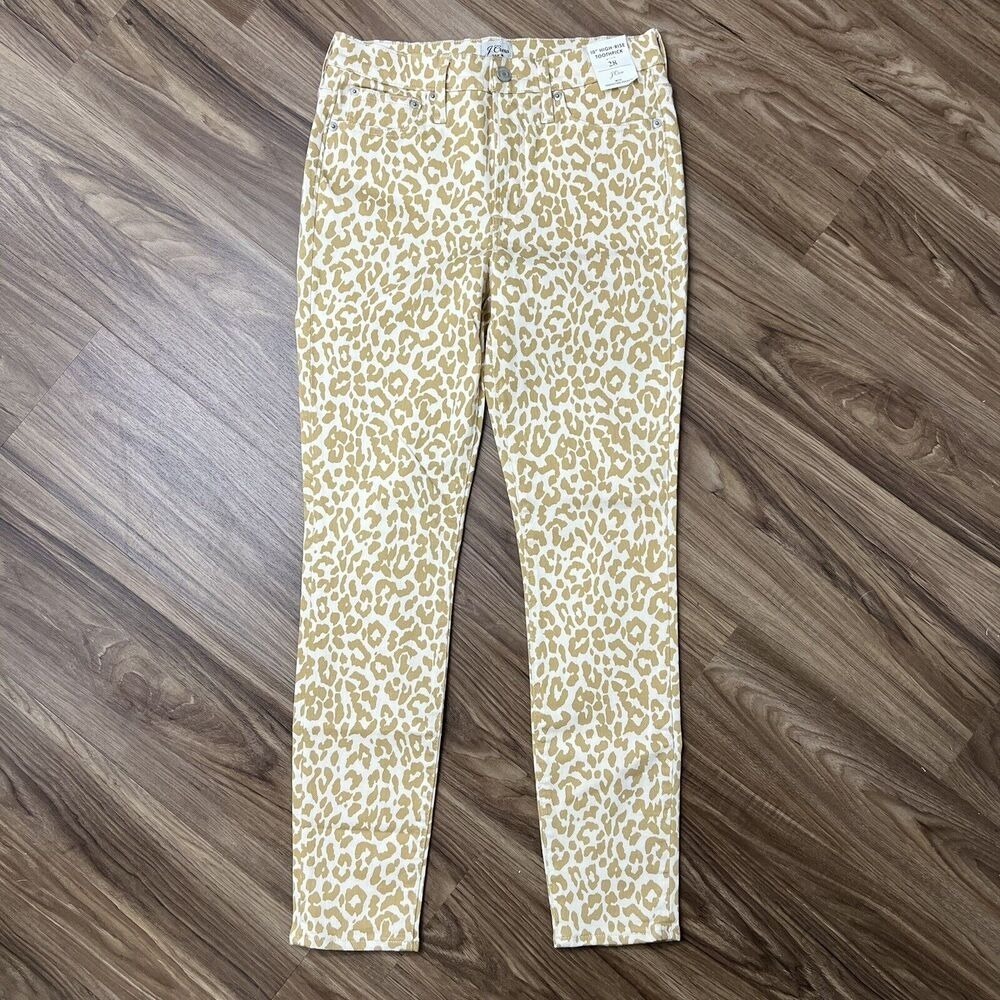 J. Crew Size 28 Jeans 10" High Rise Toothpick Animal Print Safari Leopard NEW - Picture 3 of 15